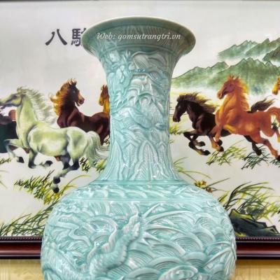 BÌNH MEN NGỌC THANH LONG CƯỠI MÂY VƯỢT BIỂN